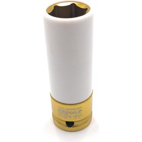 Kstools – Douille à chocs 1/2' pour jantes aluminium – Longueur 85 mm – Diamètre 19 mm – Chrome-Molybdène – Protection jantes plastique