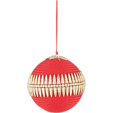 Bizzotto Sfera di Natale Golden D 100 Mm con Brillanti Rossa