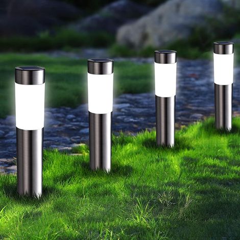 Solar Lights Outdoor Garden, 4 Pack Garden Lights Solar Powered Waterproof, LED Pathway Lighting Solar Powered Path Light Decoration for Patio Driveways Landscape Lawn Yard, White (1/5)