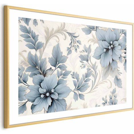 Poster – Türkisfarbene Zierblumen im Retro-Stil (1/4)