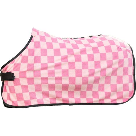 95 cm, blu scuro e azzurro chiaro: Coperta in pile antisudore per pony e shetland modello Henny con motivo a scacchiera (1/4)