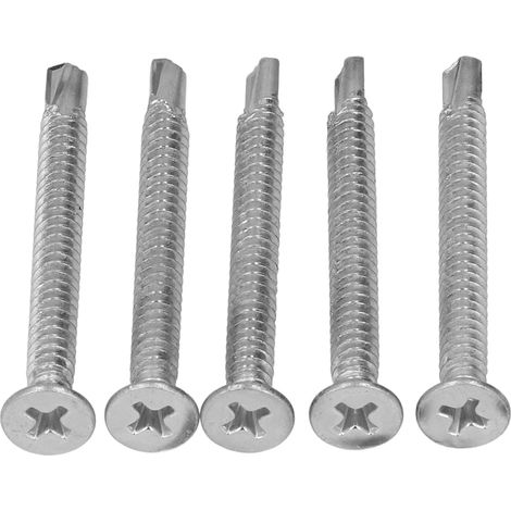 Vis à percer autotaraudeuses 50 pièces acier carbone galvanisé tête plate cruciforme 4,8x50 mm pour réparation (1/5)
