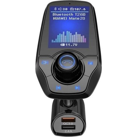 Accessoires de Voiture T26D Voiture Bluetooth Mains Libres Voiture Mp3 Couleur Grand Ecran Transmetteur FM QC3.0 Charge Ra (1/4)
