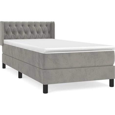 Maison Exclusive - Cama box spring con colchón terciopelo gris cl (1/5)