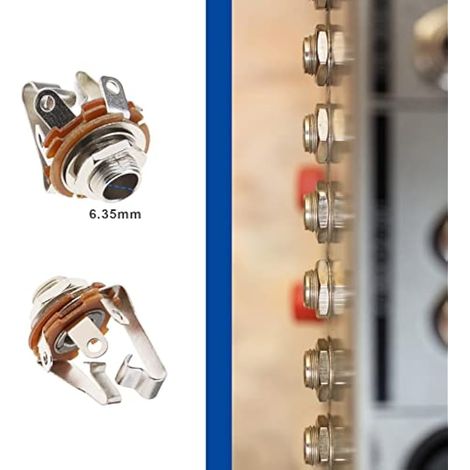 Lot de 10 prises jack femelles TRS stéréo 6,35 mm (1/4 pouce) avec rondelle et écrou type soudure pour guitares électriques audio, haut-parleurs, interrupteur au pied, basse Fender (1/3)