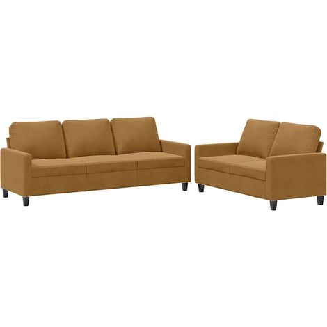 Maison Exclusive - Ensemble de canapés 2 pcs avec coussins Marron Velours (1/5)