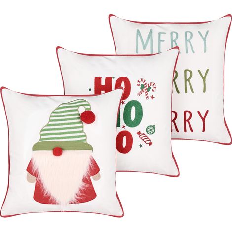 Conjunto de 3 cojines decorativos motivo navideño fundas extraíbles multicolor Embera (1/5)