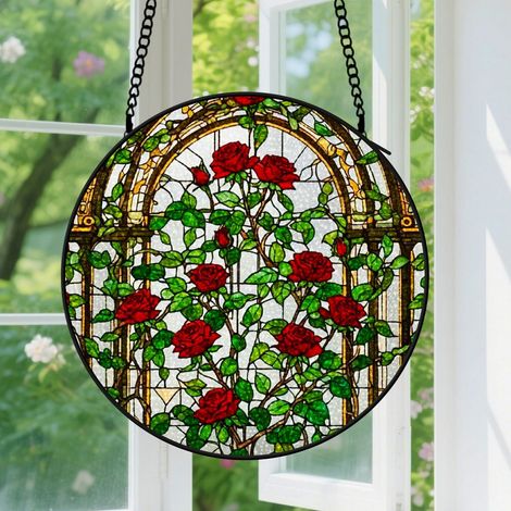 12.5cm Suspension en Vitrail, Attrape-Soleil Artistique pour Décoration Maison Unique, Cadeau Fête des Mères, Fête des Pères pour Femme Homme (1/5)