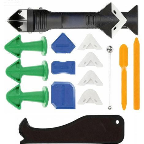 Este kit de 15 piezas para el rejuntado de azulejos es ideal para rellenar juntas en cocinas, baños, puertas y ventanas. (1/5)