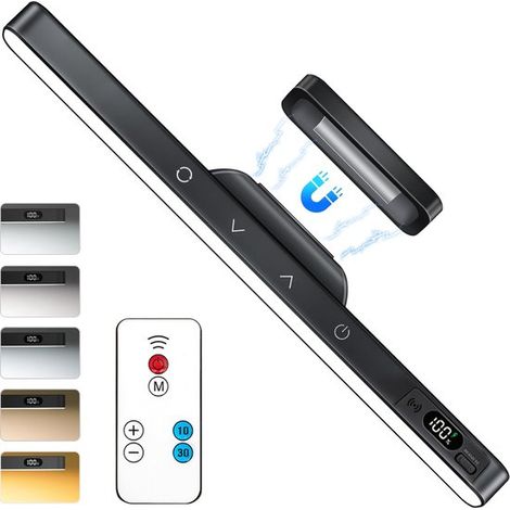 Wiederaufladbare Kosmetik-Lichtleiste mit Fernbedienung, 5 Farben einstellbar, 120 LEDs, 2000 mAh Akku, magnetischer Touch-Anschluss für Schrank, Nachttisch, Küche, 5 W, Silber, 1 Stück (1/4)