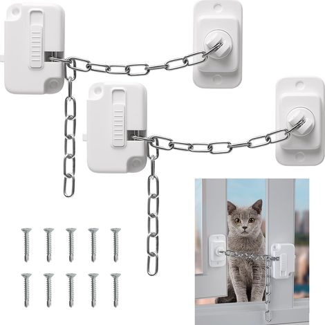 2 verrous de fenêtre de sécurité avec vis – Verrou réglable pour enfant et animal – Pour porte et fenêtre coulissante