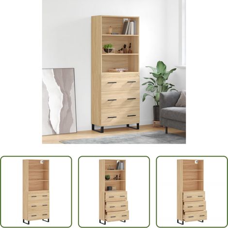 Buffet en bois - Buffet haut Chêne sonoma 69,5x34x180 cm Bois d'ingénierie (1/5)