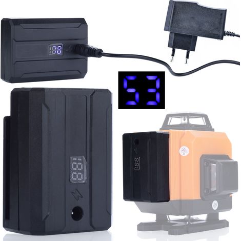 Batteria con Display 3500 mAh e Caricabatterie per Livella Laser Rosfix – Lunga Durata, Compatibile con Rosfix, Hilda, Pracmanu, HECKERMANN