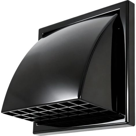 Grille Aeration 125mm Noire – Clapet anti-retour & grille anti-insectes gros maillage, sortie murale métal 12.3 cm – Pour sèche-linge, cuisine, salle de bain, extérieur (1/5)