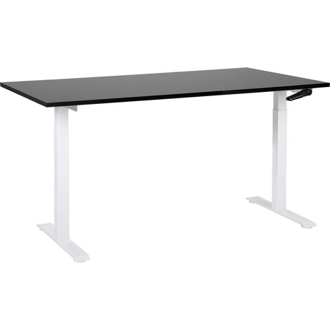 Manual Adjustable Standing Desk DESTINES Black/ White 160 cm 72 cm (1/5)