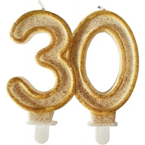 Candela di compleanno 30 glitter oro