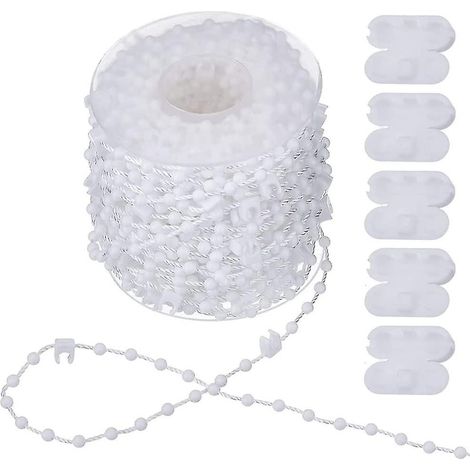 Starlight-Chaîne de store vertical de 20 m - Accessoires de store vertical et 5 connecteurs de cordon de store - Chaîne inférieure de store vertical pour lattes de 89 mm blanc (1/5)