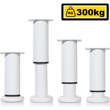 SWANEW 4X Piedini per mobili 12-18cm estensibili (bianco) Piedi del plinto Gamba di supporto Gamba del mobile Piedini del plinto per hotel regolabili Piedi (1/5)
