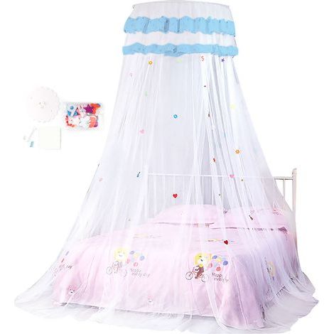 Voilage rond en dentelle style princesse, moustiquaire pour lit enfant (Blanc) (1/5)