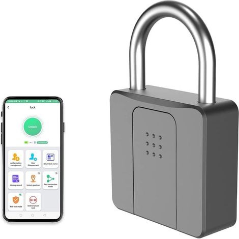 Cadenas à empreinte digitale, verrouillage Bluetooth, application mobile, cadenas intelligent avec biométrie sans clé, résistant à l'eau, adapté à la salle de sport, au sport, au vélo, à l'école, au c