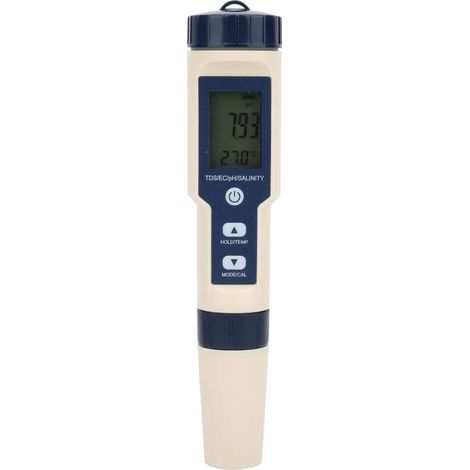 Testeur de Qualité de l'eau, Portable 5 en 1 Fonction pH Salinité TDS EC avec Rétro-éclairage pour l'eau Potable Piscine Traitement des Aliments (1/5)