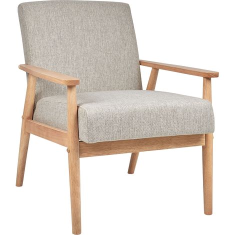 Poltrona da salotto con rivestimento in tessuto grigio con struttura in legno Esrum