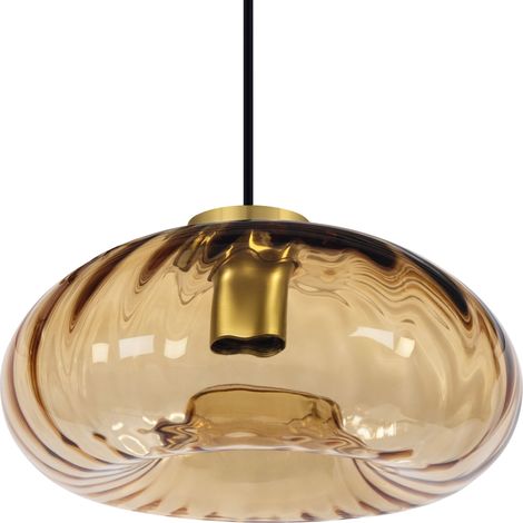 Osram – Suspension en verre doré 280 mm – Verre ambré – Culot E27 – Effet lumineux spécial – Pour salons et salles à manger (1/4)