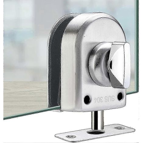 Verrou de porte en verre en acier inoxydable, verrou de sol, pêne dormant, verrou de mise à la terre pour portes vitrées de salle de bain et toilettes - Ya-AquaForge (1/3)