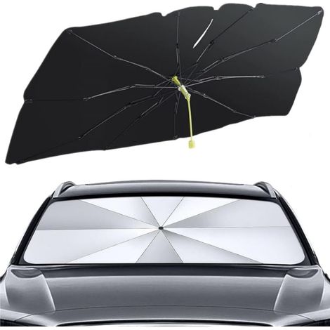 Pare Soleil Voiture Pare Brise Avant, 140 x 75 cm Pliable Pare Soleil Parapluie pour Voiture, Protection UV, pour la Plupart des Voitures, SUV, Camions (1/5)
