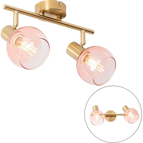 Smarter Spotstrahler gold mit rosa Glas inkl. 2 Wifi P45 - Vidro