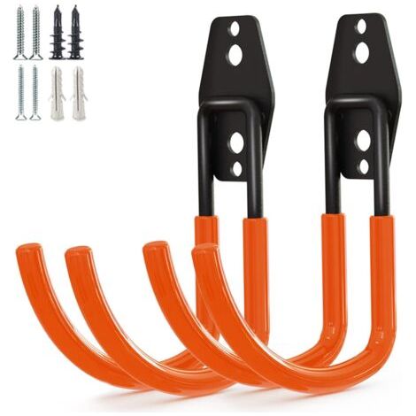 BUNTHAUS Lot de 2 crochets de rangement pour garage et jardin, organisateur d'outils de jardin, crochets muraux en acier, grands crochets en U pour jardin (1/5)