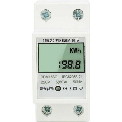Contatore di energia monofase con display digitale LCD, 580 A, 220 V, 50 Hz, contatore di consumo energetico in kWh DDM15SC (1/5)