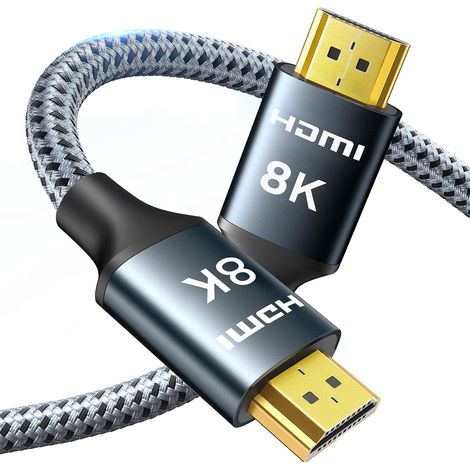 Câble HDMI 2.1 8K 6M, 48Gbps Câble HDMI Tressé en Nylon Haute Vitesse, Prend en Charge 8K@60HZ, 4K@120Hz, Compatible avec PS5/4 TV Switch Monitor Blu-ray Soundbar (1/5)