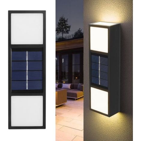 Applique Murale Solaire LED Étanche IP65 - 15 x 4,8 x 2,4 cm - Lumière Chaude - Pour Jardin Terrasse Porte - 1 Unité (1/4)