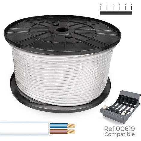 CARRETE MANGUERA 2X0,75MM PLANA BLANCA 700MTS (AUDIO) (BOBINA GRANDE Ø400x200mm)