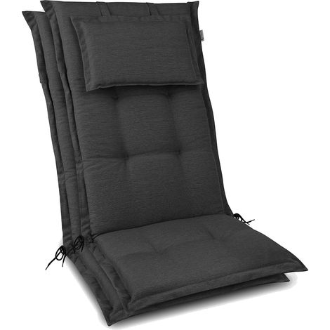 2x Premium Hochlehnerauflage 120x50x7cm, Anthrazit (1/4)