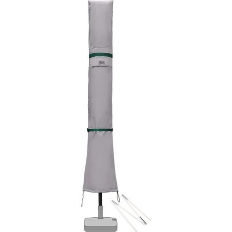 Sekey Housse de Protection pour Ø3m-4m Parasol, couverture de Parasol avec Grilles D’aération, 100% Polyester, Gris clair (1/5)