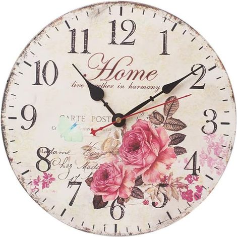 horloge murale vintage silencieuse en bois (1/5)