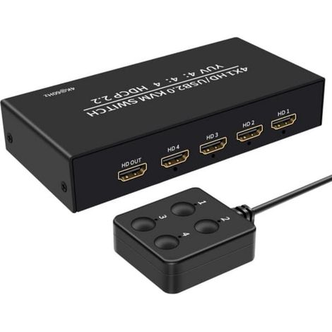Commutateur KVM 4 ports HDMI 4K 60Hz avec 4 USB et HDCP 2.2 (1/5)