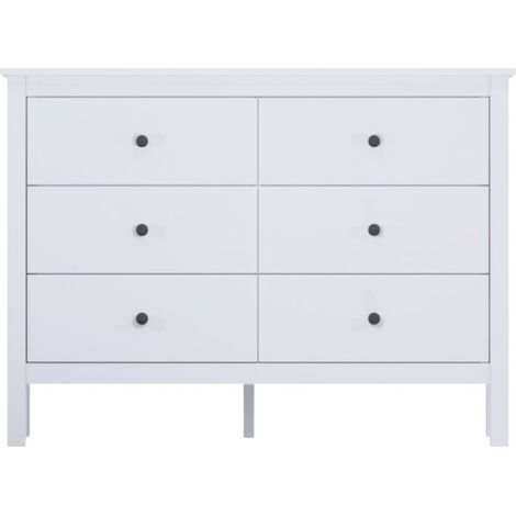 Commode blanche meuble de rangement à 6 tiroirs - Longueur 80,9 x Hauteur 76,2 x Profondeur 39,5 cm (1/5)