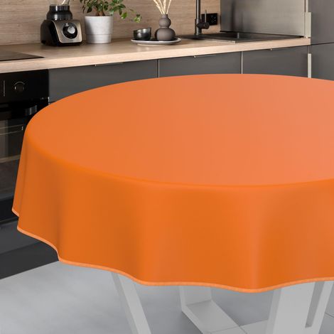 Nappe en Toile cirée Lavable, pour Table de Jardin, extérieur et intérieur, Ronde, 100 cm, avec Ourlet, Oranges (1/5)