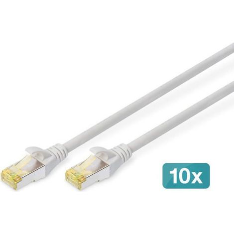 Câble Lan Cat 6A - 0,25M - 10 Pièces - Rj45 Câble Réseau - S/Ftp Blindé - Compatible Cat-6 & Cat-7 - Gris (1/5)