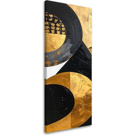 Quadro su tela, Astrattismo forme nero oro, 30x90 (1/5)