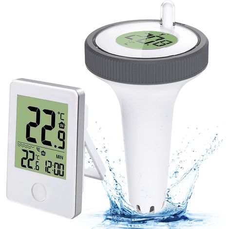Thermomètre de piscine numérique sans fil avec capteur de piscine, écran LCD et moniteur d'humidité pour baignoire, bassin à poissons, étang (1/5)