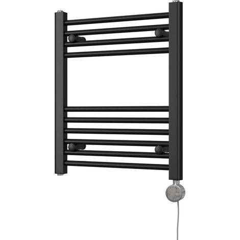 Zennor - Black Electric Towel Rail H600mm x W500mm Straight 200w Thermostatic (1/3)