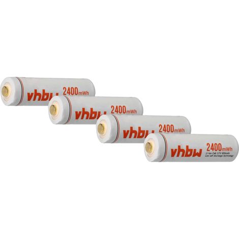 vhbw Batería recargables AA Mignon (AA) 4 unidades para diversos dispositivos - Batería recargable, 650 mAh, 3,7 V, Li-Ion (1/5)
