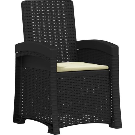 Reclining Garden Chair Rattan Look Anthracite and Cream PP vidaXL (1/5)