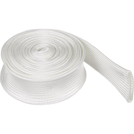 Gaine Tressée 2M x 15mm Haute Température Gaine en Fibre De Verre pour Câbles Automobile Bureau Maison Gestion des Câbles Protection des Câbles Blanc (1/5)