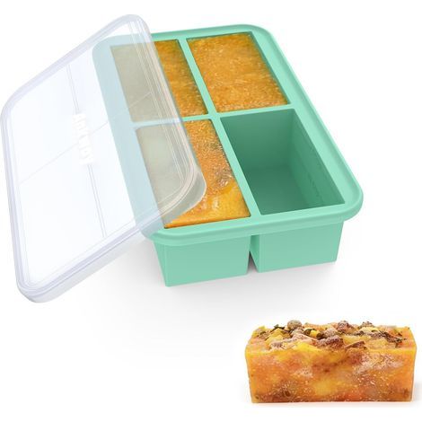Stück – Gefrierform – Lebensmittelechtes Silikon – Portionsgrößen 125 ml und 250 ml – Auslaufsicherer Deckel – Für Suppen, Soßen und Gebäck – Transparent – 25 x 18 cm