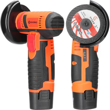 Geevorks Mini Cordless Angle Grinder, 19500 RPM Electric Grinding Tool, Portable Grinder for Cutting Steel, Stone, Wood, Polishing Ceramic Tile, Orange (1/5)